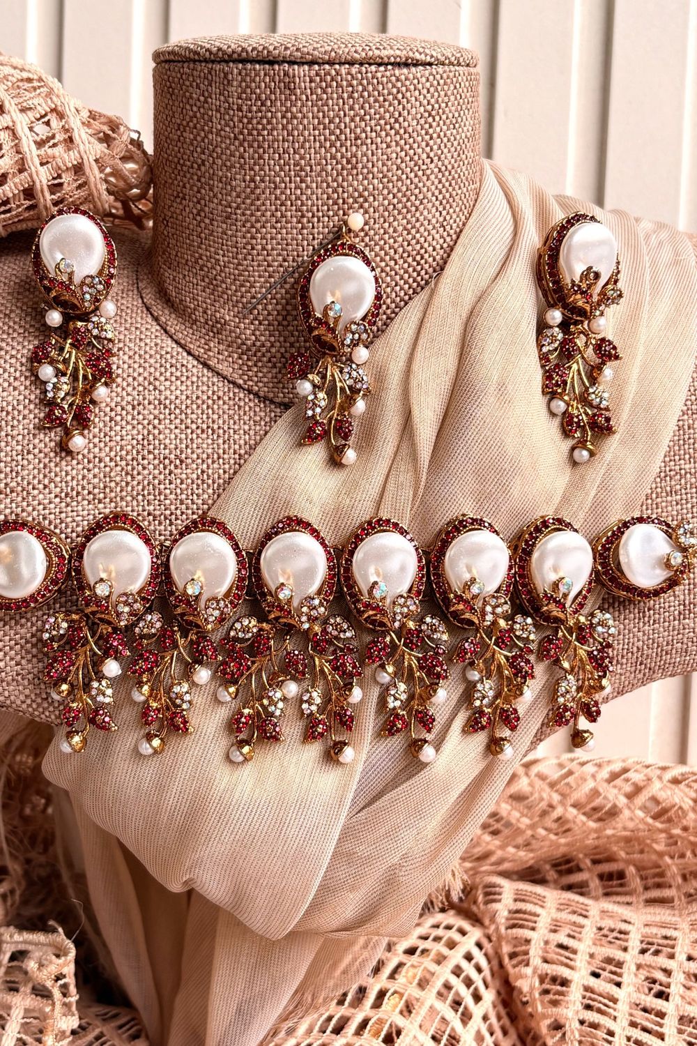 Maroon Metal Choker Necklace Online in Dubai UAE Abudhabi Ajman Sharjah