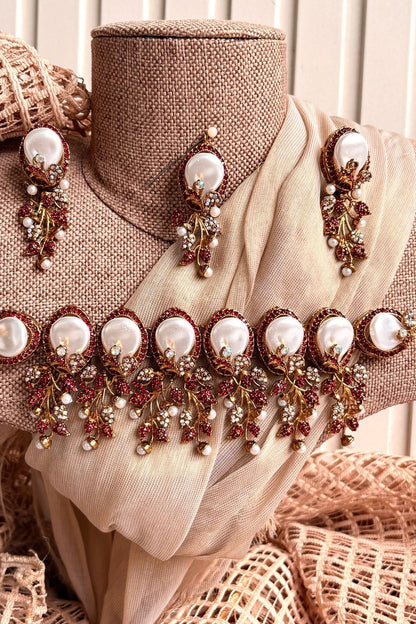 Maroon Metal Choker Necklace Online in Dubai UAE Abudhabi Ajman Sharjah