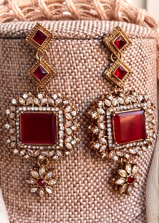 Maroon Metal Jewellery Set for Festive Wear Online in UK USA Canada