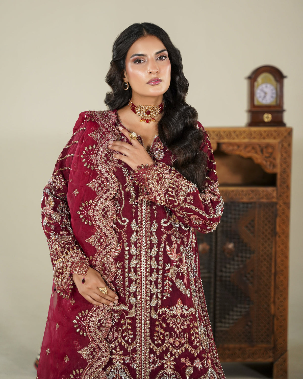 Maroon Organza Designer Salwar Suit with Dupatta Online in UK USA Canada