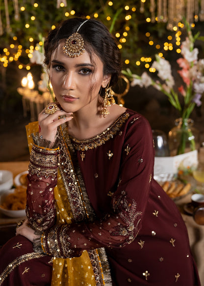 Maroon Organza Dupatta Raw Silk Sharara Online in Dubai DXB UAE Abudhabi Meena Bazaar