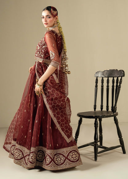 Maroon Organza Embroidered Lehenga Choli Suit Online in KSA Riyadh Saudi Arabia Oman Bahrain Qatar