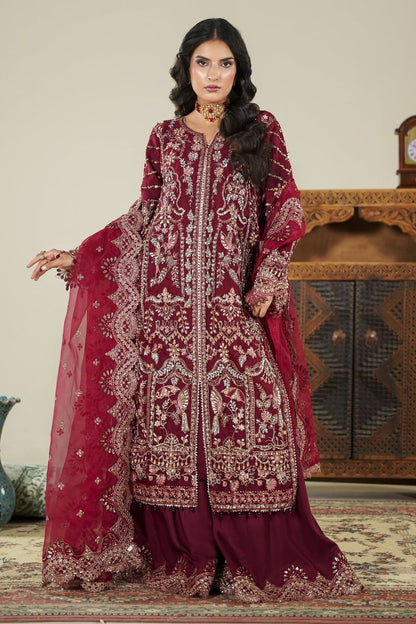 Maroon Organza Pakistani Suit with Plazo Online in Dubai UAE Abudhabi Ajman Sharjah