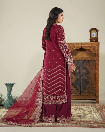 Maroon Organza Salwar Kameez for Formal Gatherings Online in KSA Riyadh Saudi Arabia Oman Bahrain Qatar