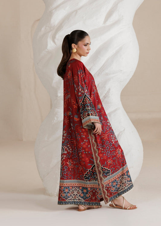 Maroon Raw Silk Embroidered Kaftan Online in Dubai DXB UAE Abudhabi Meena Bazaar