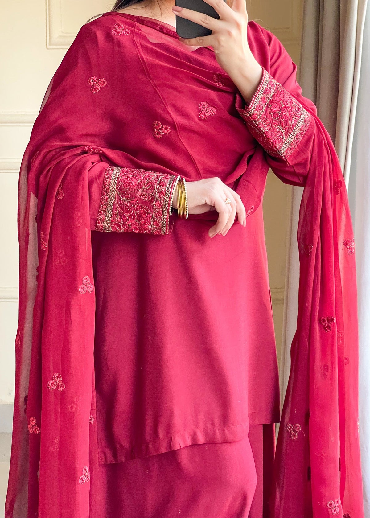 Maroon Sequence Tilla Work Raw Silk Pakistani Suit Online in Sri Lanka India Australia