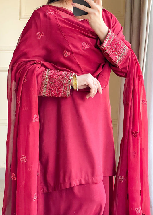 Maroon Sequence Tilla Work Raw Silk Pakistani Suit Online in Sri Lanka India Australia