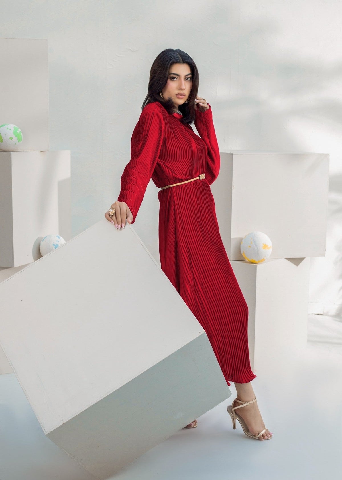 Maroon Silk Charmeuse Cowl Neck Co-ord Set Online in UK USA Canada