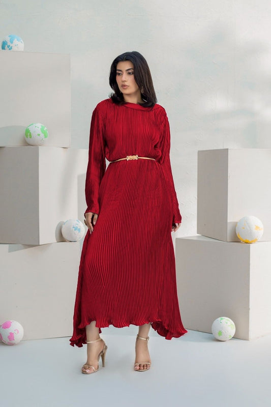 Maroon Silk Charmeuse Western Co-ord Set Online in Dubai UAE Abudhabi Ajman Sharjah