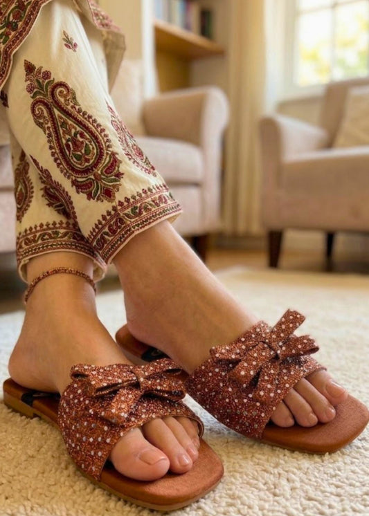 Maroon Silk Jutti Style Flats Online in UK USA Canada