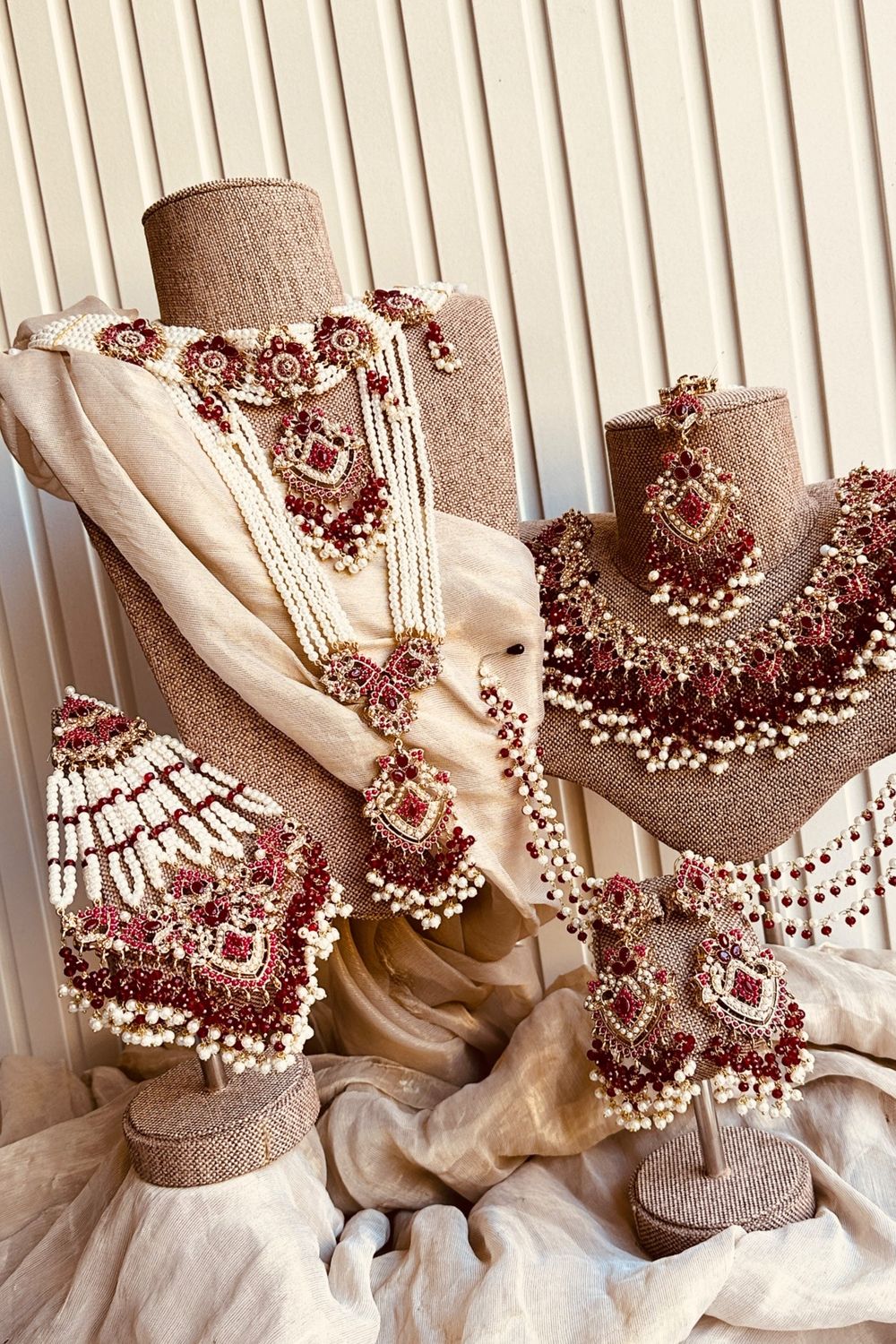Maroon Stone Work Bridal Jewellery Set Online in Dubai UAE Abudhabi Ajman Sharjah