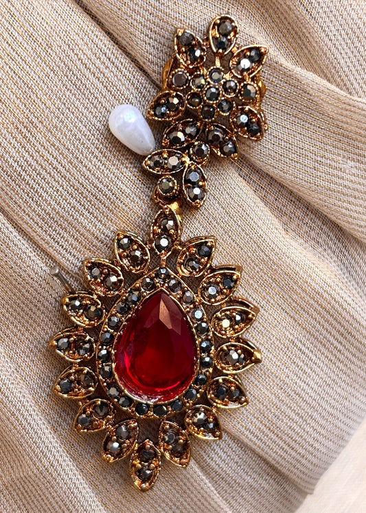 Maroon Stone Work Jewellery Set Online in UK USA Canada