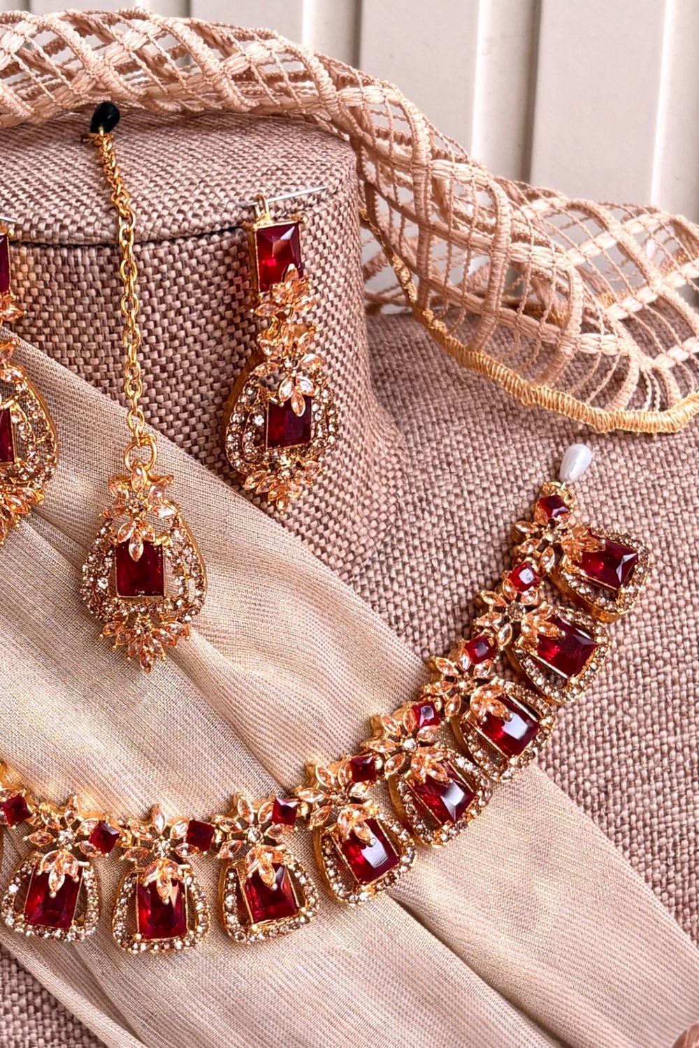 Maroon Stone Work Necklace Set Online in Dubai UAE Abudhabi Ajman Sharjah