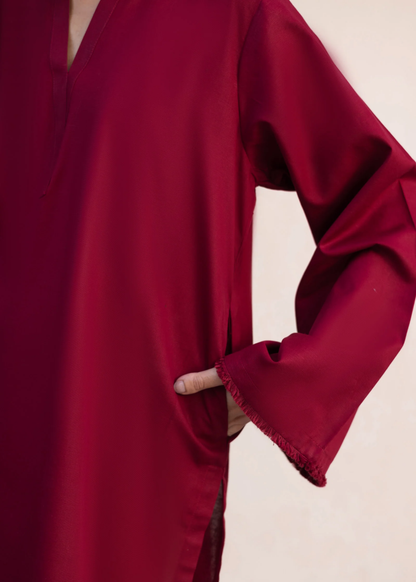 Maroon Straight Cut Kurta Trouser Set Online in UK USA Canada