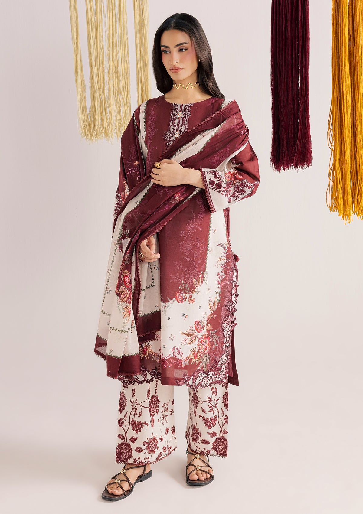Maroon Straight Kurta with Shalwar Online in UK USA Canada