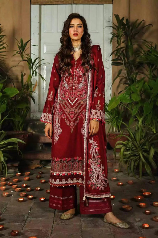 Maroon Heavy Embroidered Lawn Suit