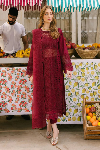 Maroon Heavy Embroidered Chikankari Lawn Suit