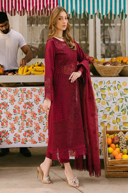 Maroon Heavy Embroidered Chikankari Lawn Suit