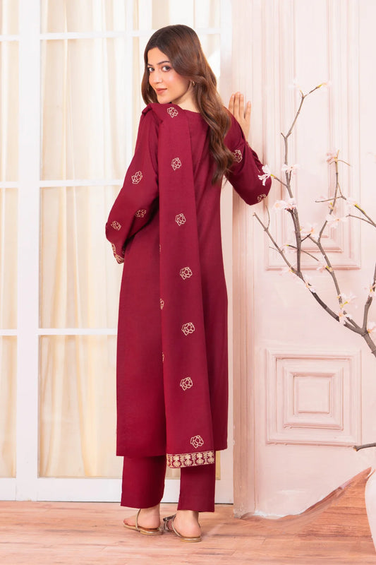Maroon Embroidered Kurta Set with Dupatta