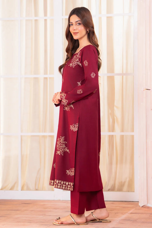 Maroon Embroidered Kurta Set with Dupatta