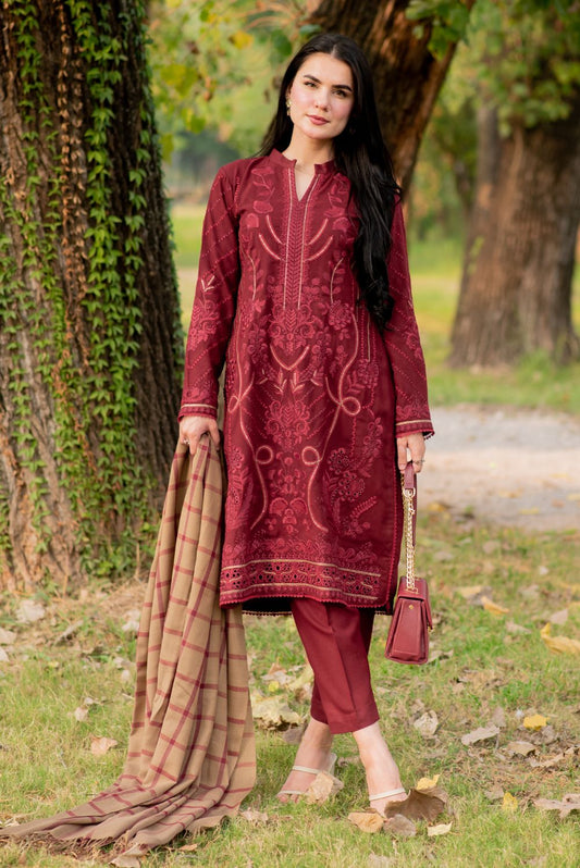 Maroon Red Embroidered Kurta