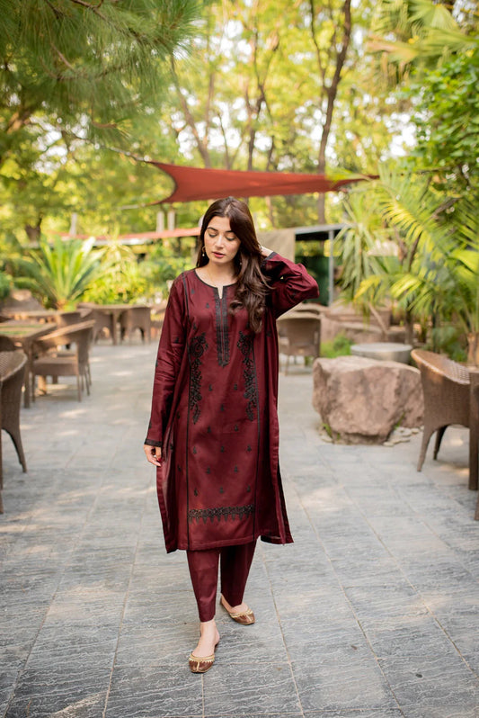 Deep Maroon Kurta with Straight Pants