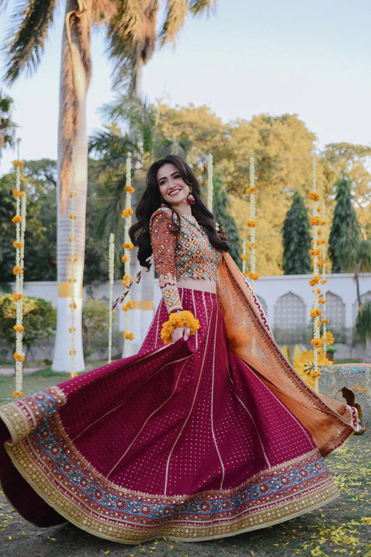 Maroon Handmade Lehenga