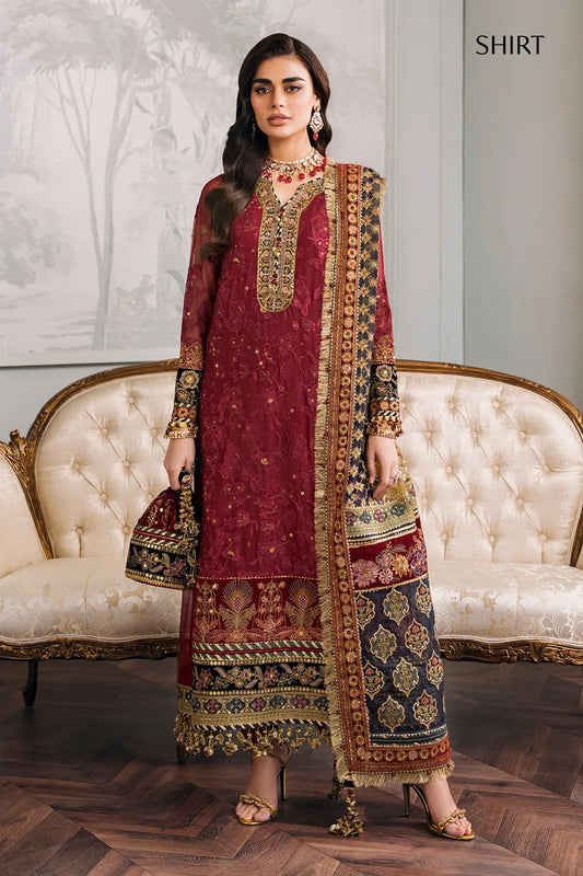 Maroon Embroidered Chiffon Suit