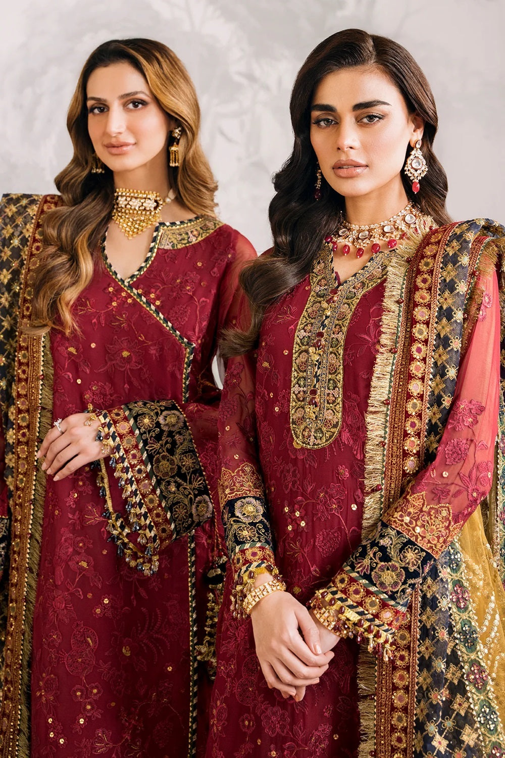 Maroon Embroidered Chiffon Suit