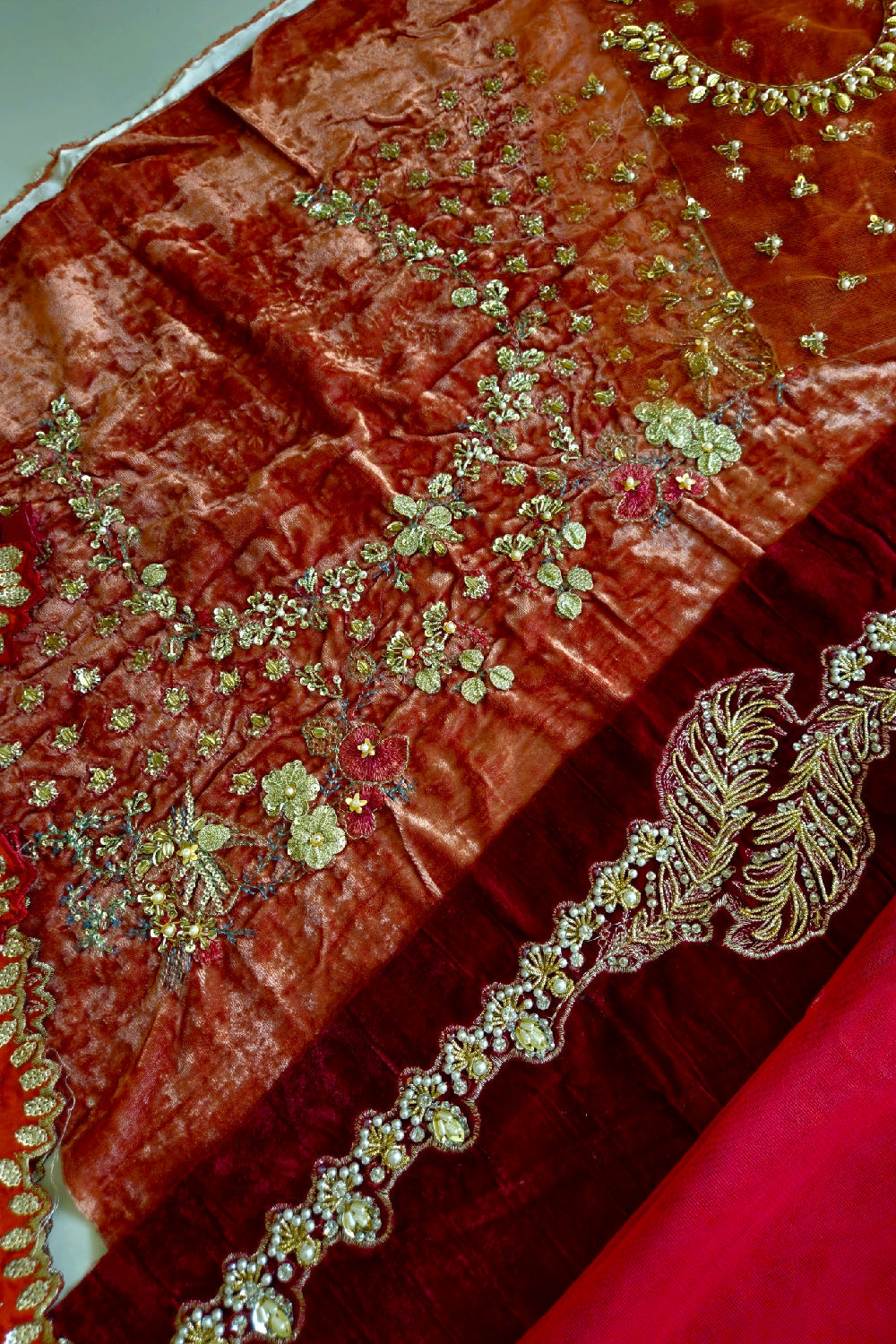 Barn Red Bridal Lehenga / Peshwas