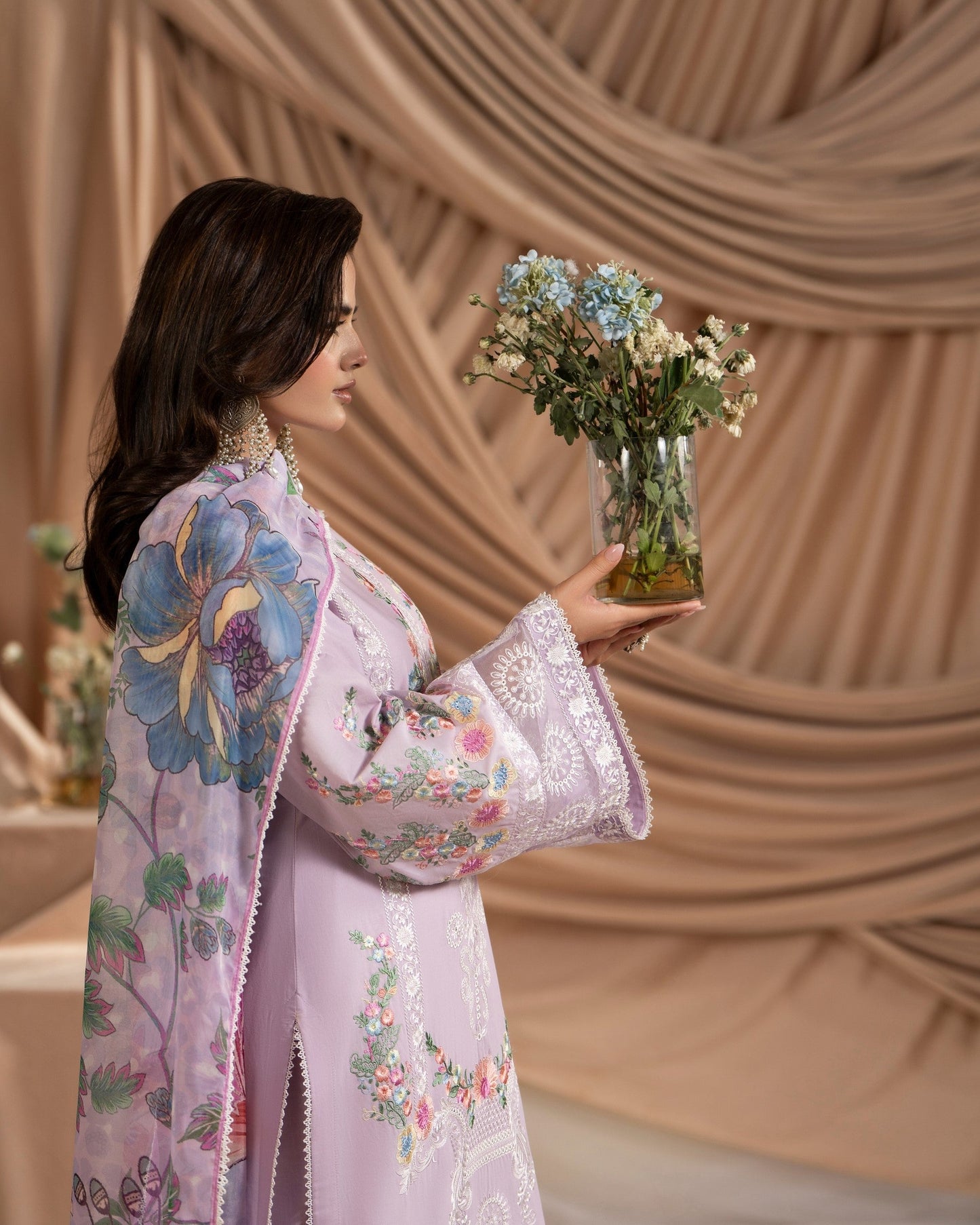Mauve Cotton Embroidered Suit Online in Sri Lanka India Australia