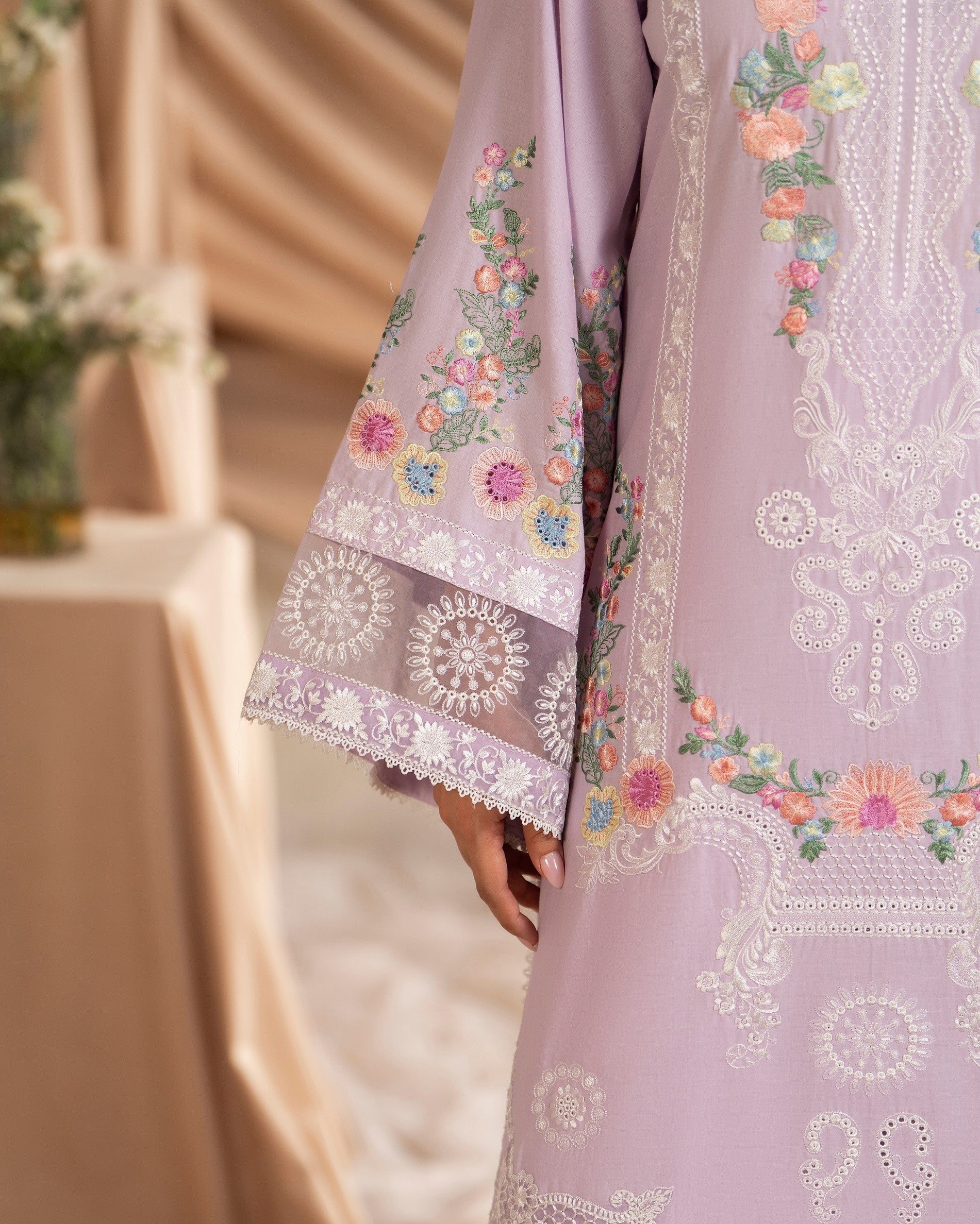 Mauve Embroidered Cotton Pakistani Suit Online in Dubai UAE Abudhabi Ajman Sharjah