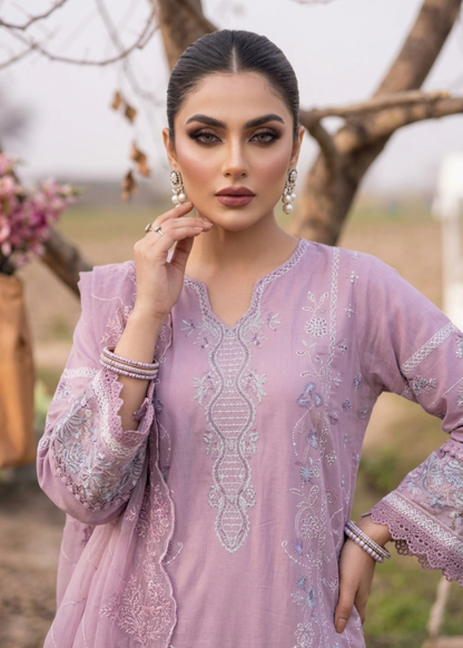 Mauve Embroidered Lawn 3 Piece Dress Online in Sri Lanka India Australia