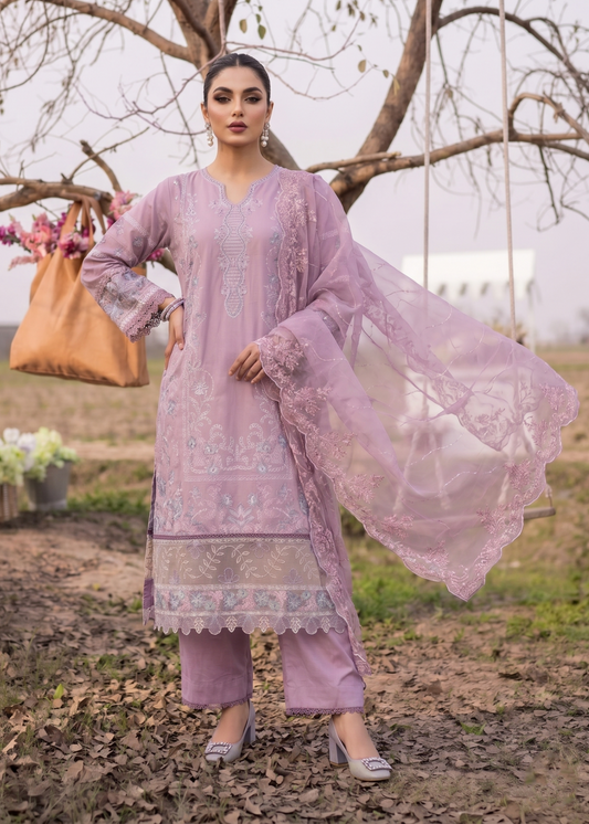 Mauve Embroidered Lawn Party Wear Suit Online in Sri Lanka India Australia