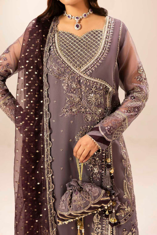 Mauve Embroidered Organza Angrakha Sharara with Potli Online in Dubai DXB UAE Abudhabi Meena Bazaar