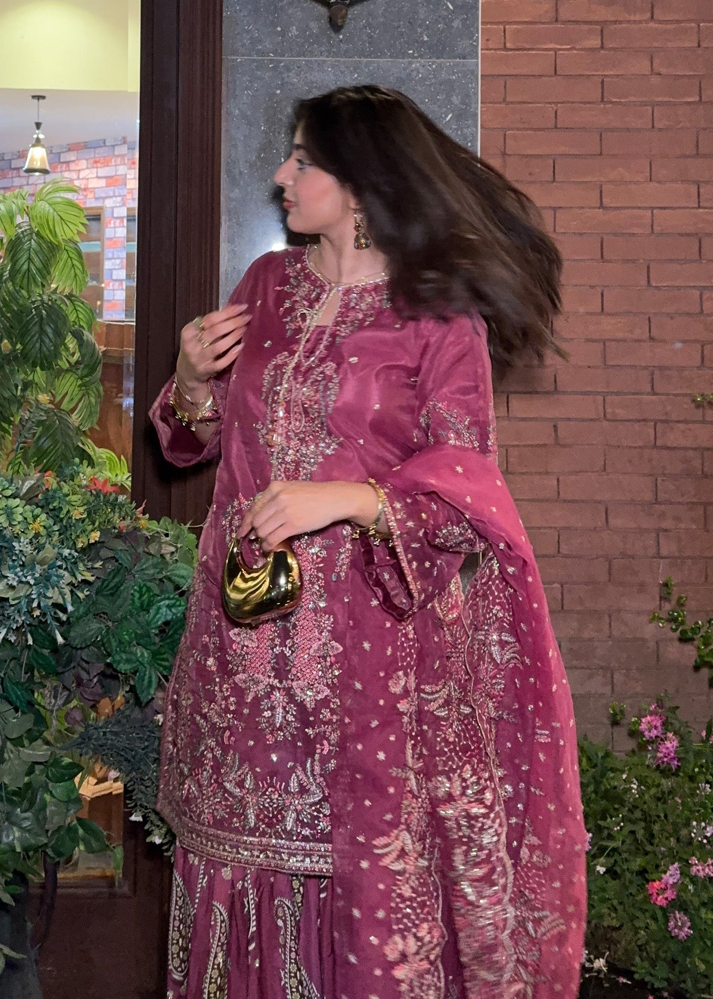 Mauve Embroidered Organza Festive Wear Suit Online in Sri Lanka India Australia