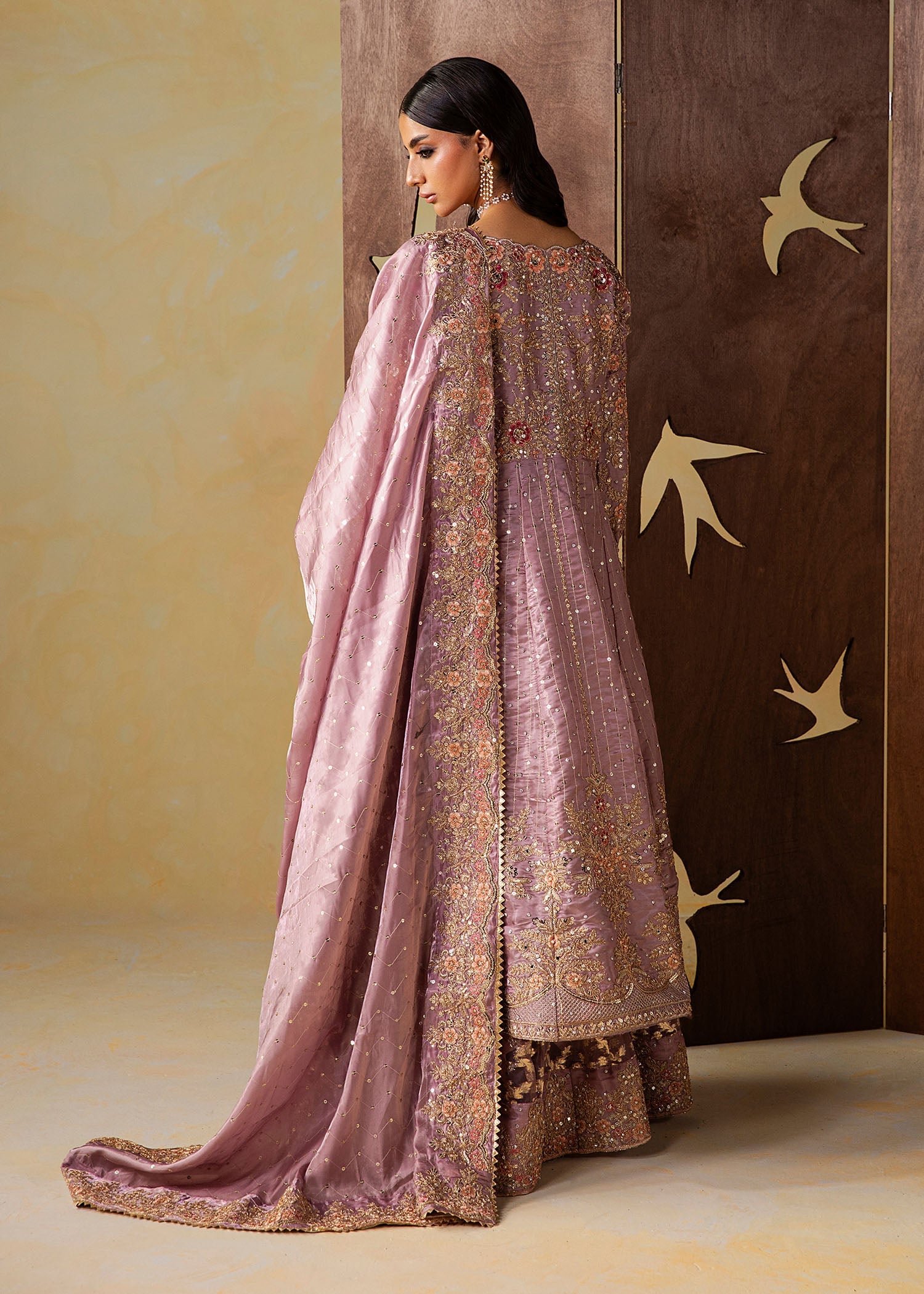 Mauve Embroidered Organza Pakistani Designer Suit Online in Dubai UAE Abudhabi Ajman Sharjah
