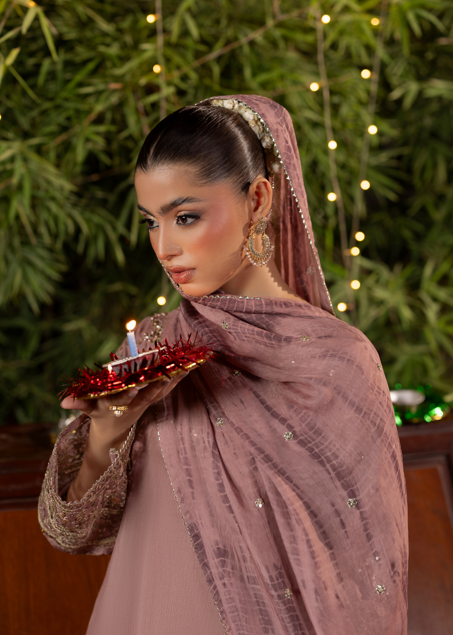 Mauve Embroidered Silk Wedding Guest Dress Online in Sri Lanka India Australia