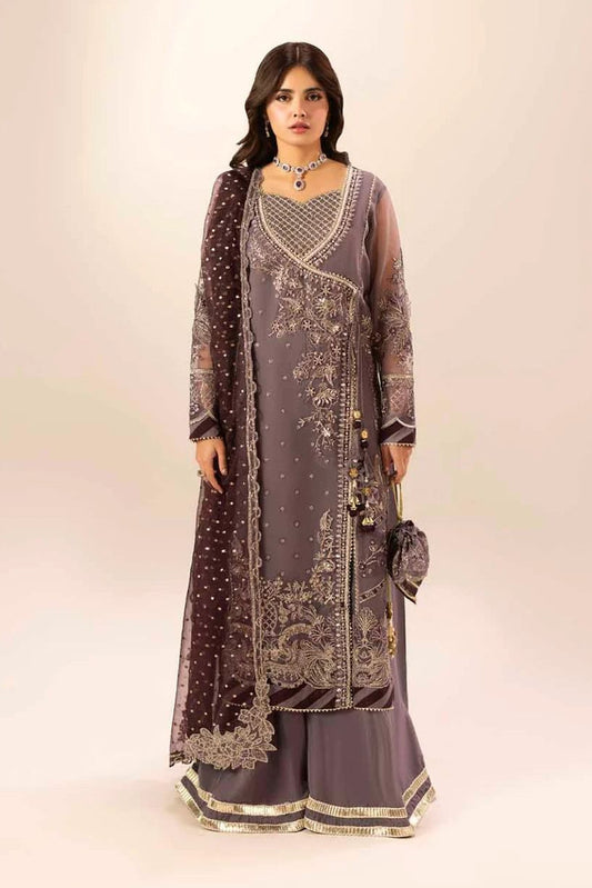 Mauve Hand Embellished Organza Angrakha Sharara Online in Dubai UAE Abudhabi Ajman Sharjah