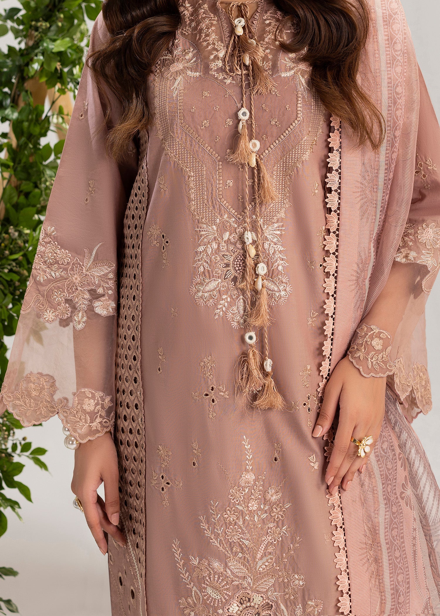 Mauve Pink 3 Piece Lawn Suit with Flared Trouser Online in Sri Lanka India Australia