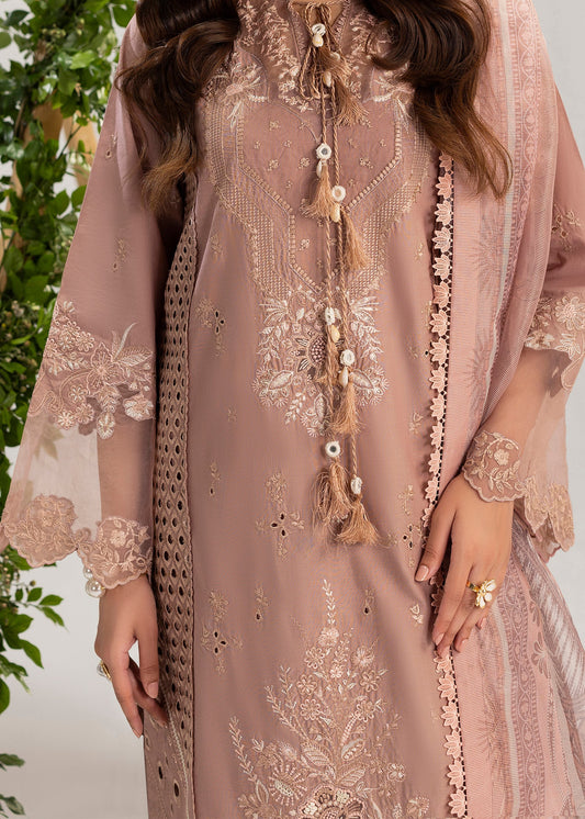 Mauve Pink 3 Piece Lawn Suit with Flared Trouser Online in Sri Lanka India Australia