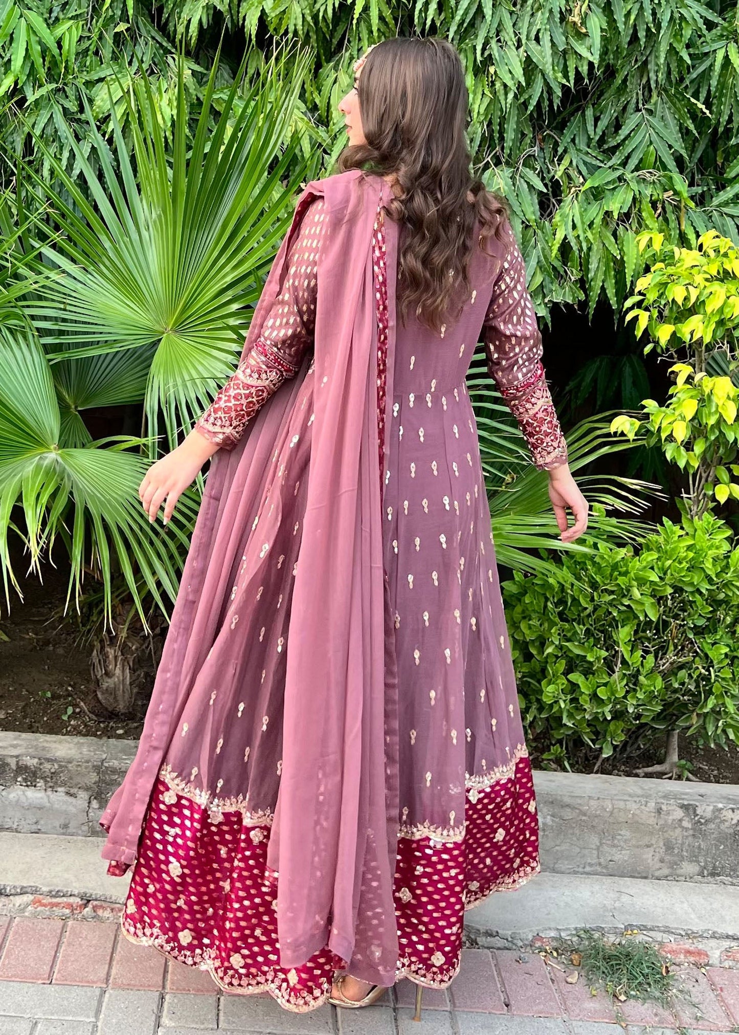 Mauve Pink Embellished Chiffon Pakistani Suit Online in Dubai DXB UAE Abudhabi Meena Bazaar