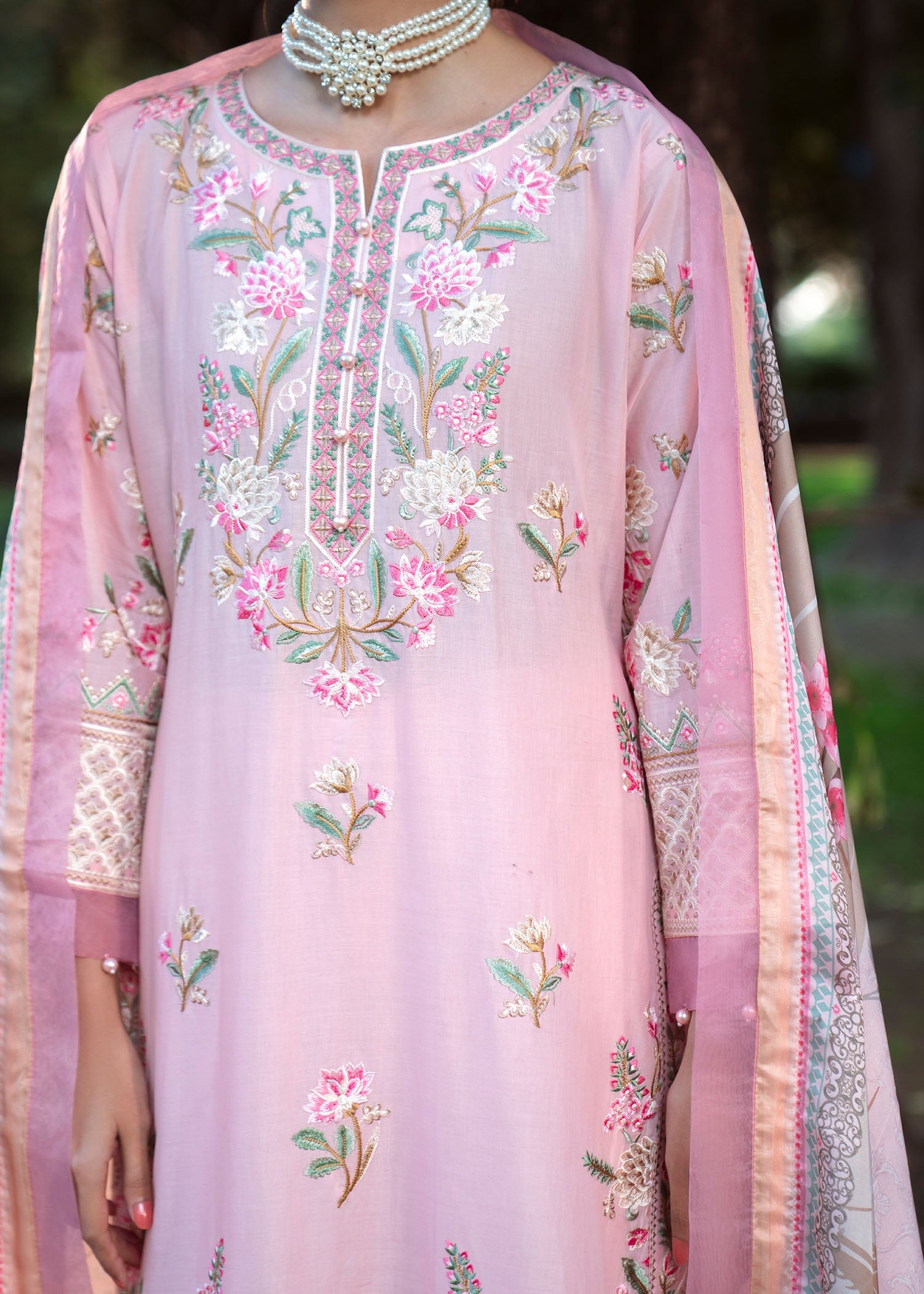 Mauve Pink Embroidered Lawn Kurta Online in Dubai UAE Abudhabi Ajman Sharjah