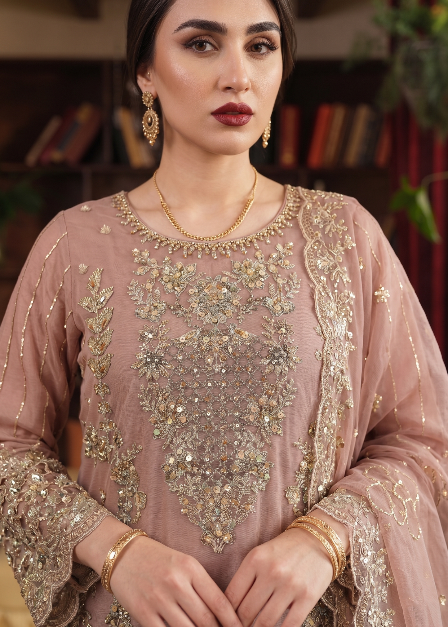Mauve Pink Festive Organza Suit Online in Dubai UAE Abudhabi Ajman Sharjah