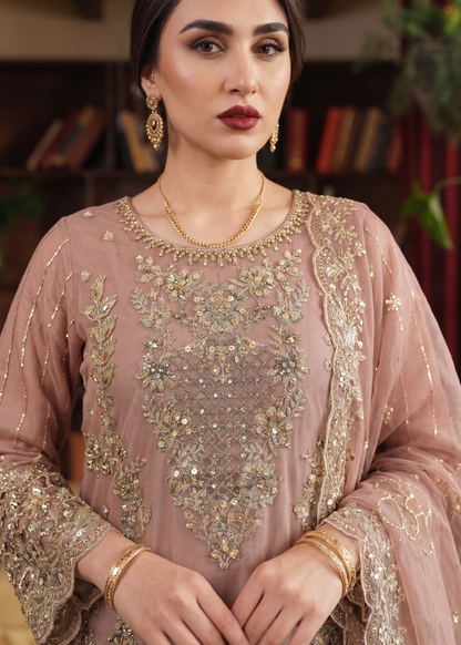 Mauve Pink Festive Organza Suit Online in Dubai UAE Abudhabi Ajman Sharjah