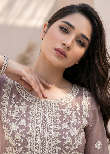 Mauve Pink Festive Wear Embroidered Organza Suit Online in Sri Lanka India Australia