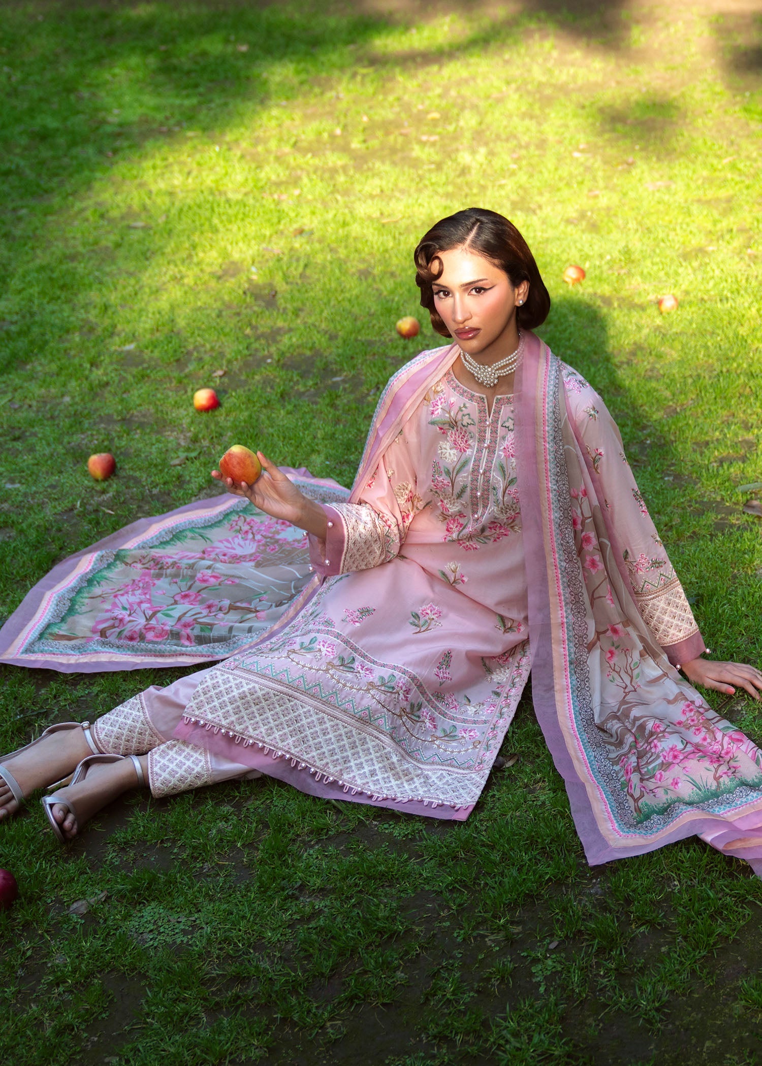 Mauve Pink Lawn Pakistani Designer Suit Online in Sri Lanka India Australia