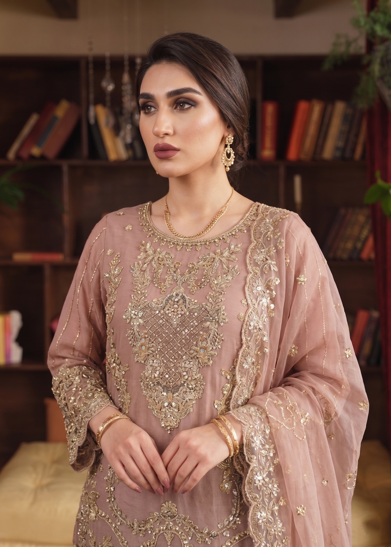 Mauve Pink Organza 3 Piece Suit Online in Sri Lanka India Australia