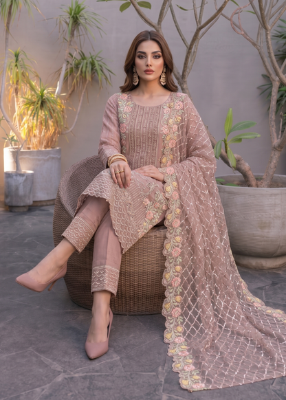 Mauve Pink Organza Party Wear Pakistani Suit Online in Sri Lanka India Australia