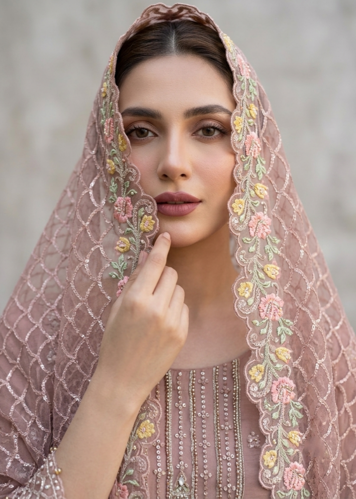 Mauve Pink Pakistani Organza Embroidered Suit Online in Dubai UAE Abudhabi Ajman Sharjah